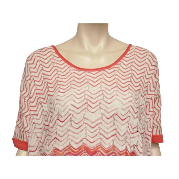 BCBG Max Azria Silk Blend Chevron Poncho Knit Sweater Top Pink S Nwt $198 - Picture 3 of 9